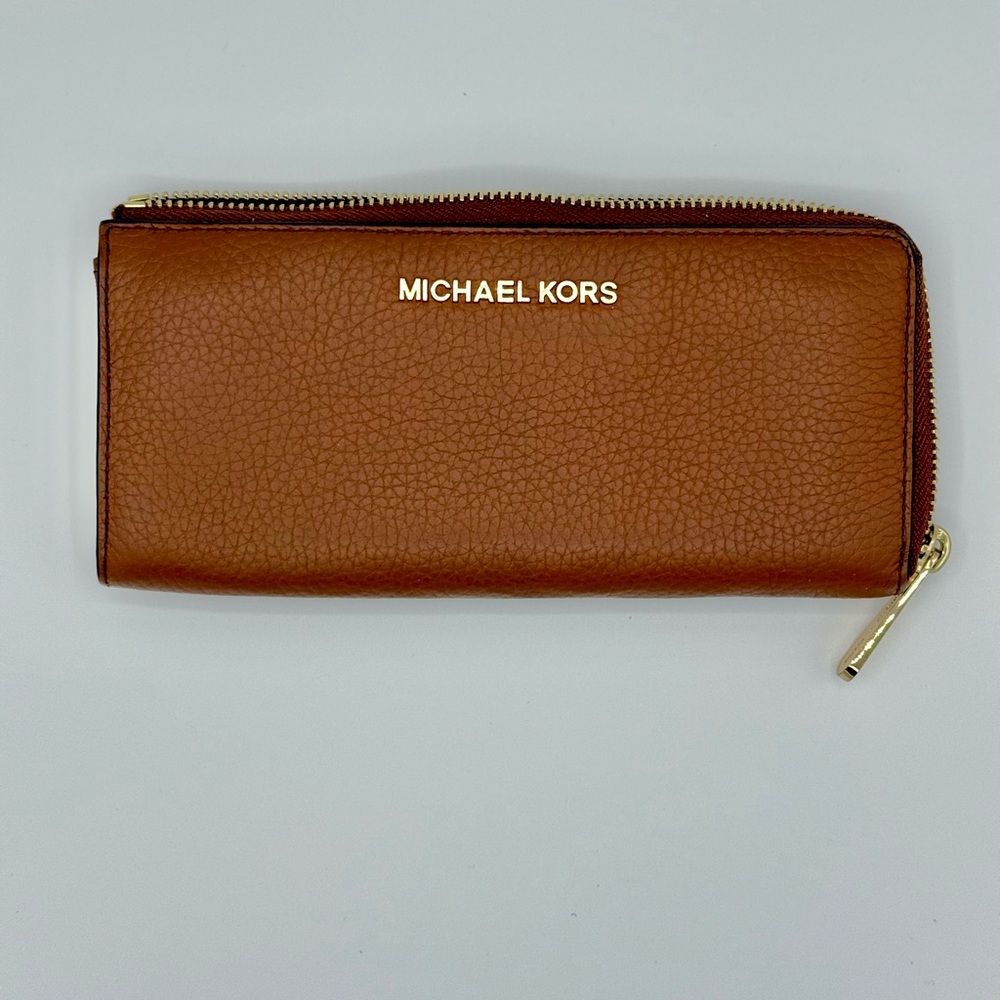 Michael Kors Tan Leather Zip Wallet